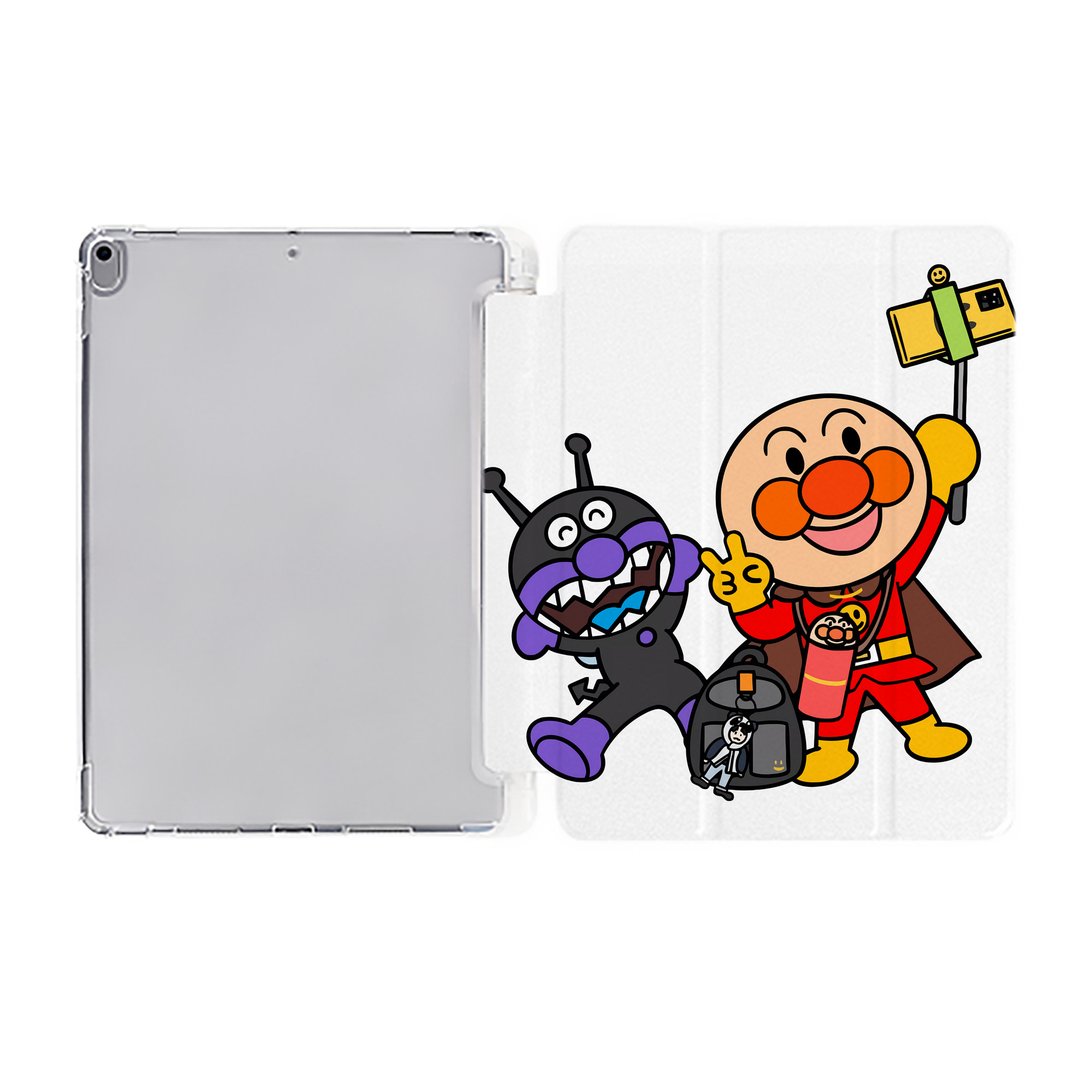 （画像用） アンパンマン Anpanman IPad ケース ペン収納付き 三つ折りスタンド PUレザー×シリコン 対応機種9.5/10.5/10.9インチ